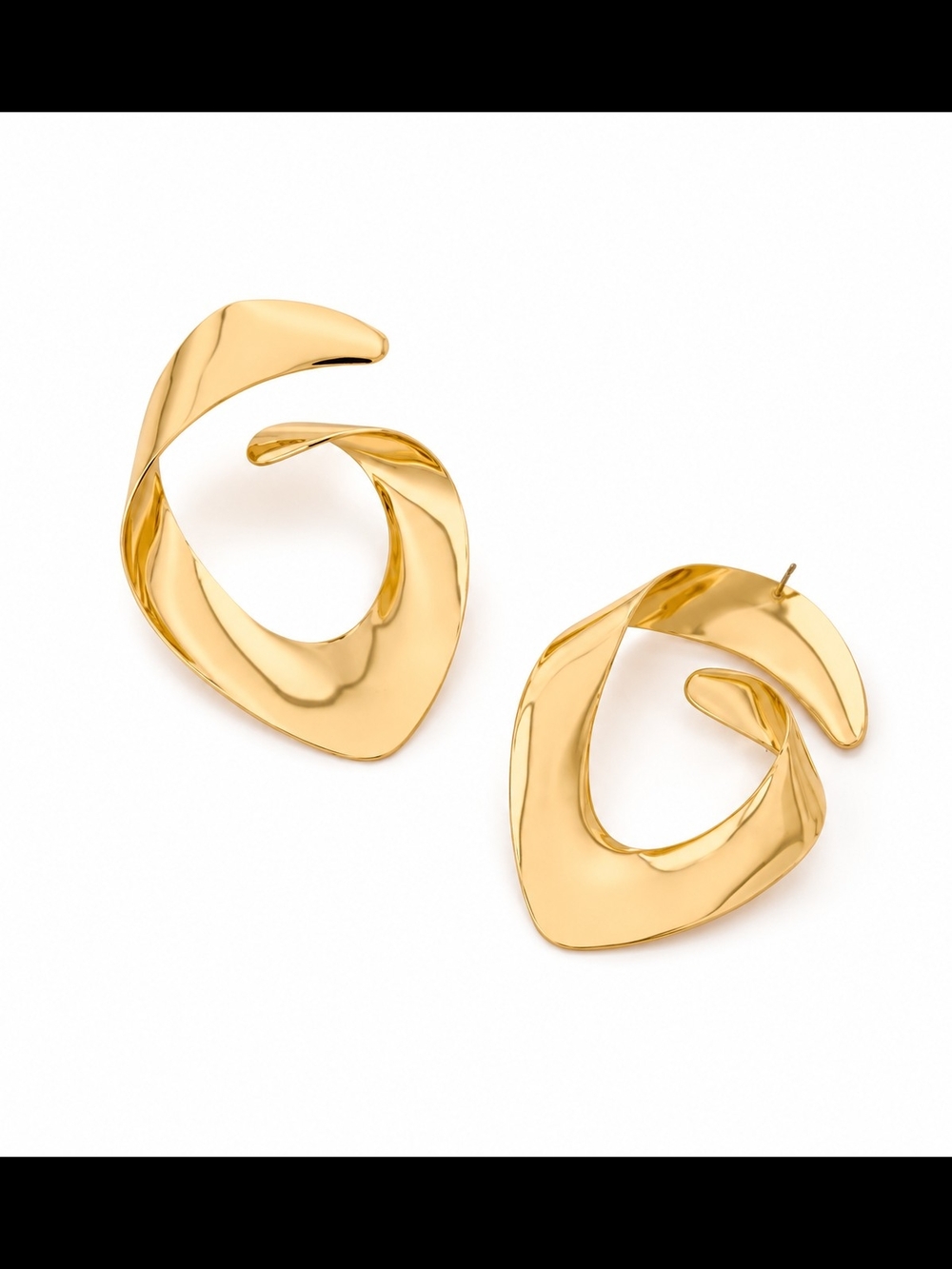 Gold Twisted Hoop Statement Earrings - Women Jewelry - Picture 4 of 4